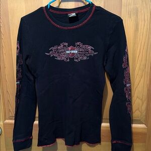 Harley-Davidson Black and Red Long Sleeve Shirt
